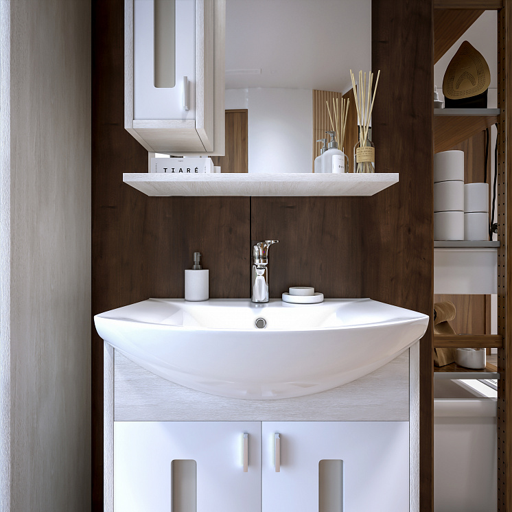 Зеркало для ванной Бали 62 Светлая лиственница/белый глянец